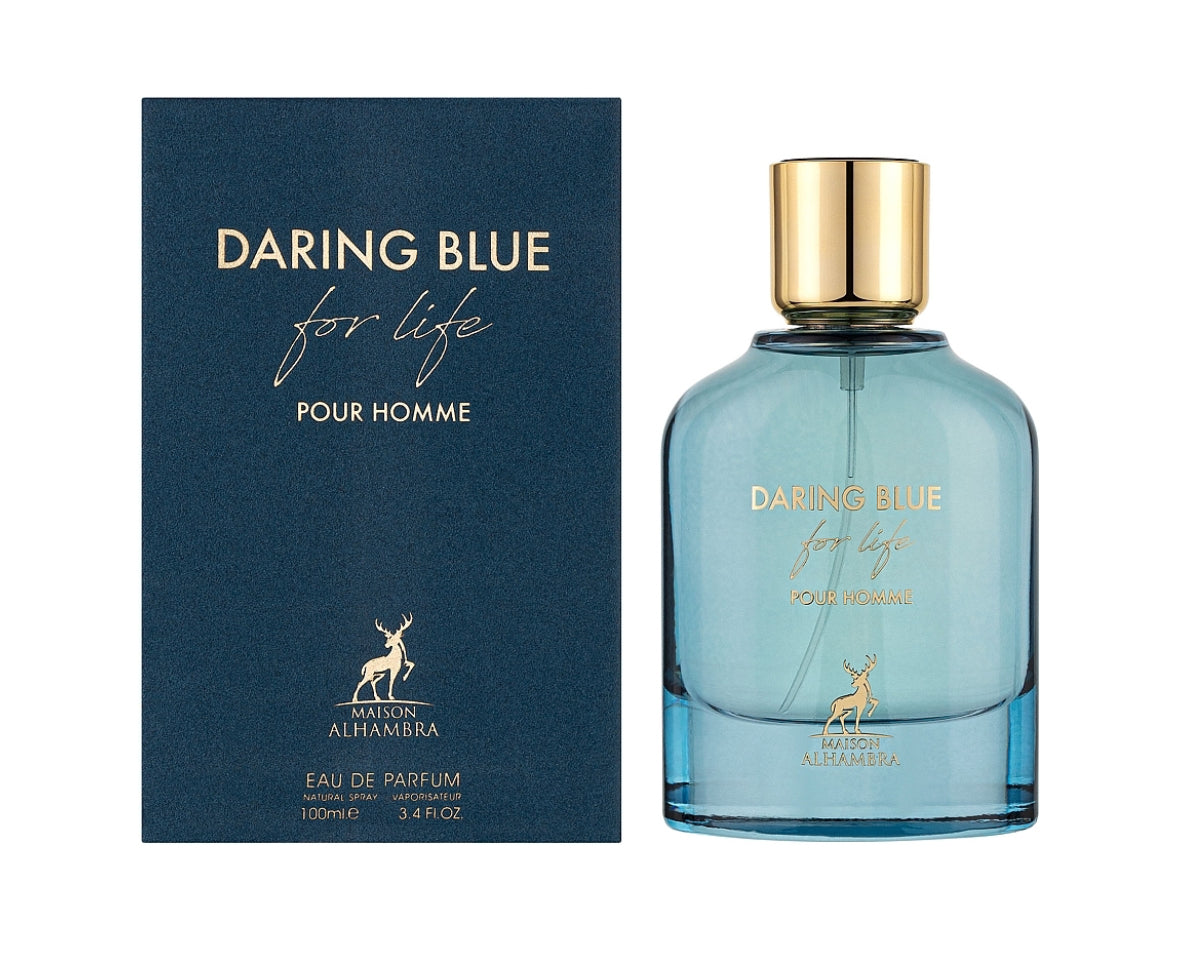 DARING BLUE FOR LIFE HOMME MEN EDP- 100ML (3.40z) BY MAISON ALHAMBRA